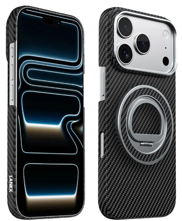 LANEX 600D SERIES PHONE CASE WITH STAND BLACK IPHONE 17 PRO MAX 