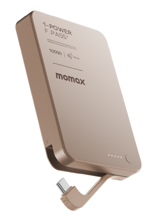 MOMAX 1-POWER F.PASS+ 10000mAh POWER BANK WITH BUILT-IN CABLE & MAGNETIC ATTACHMENT