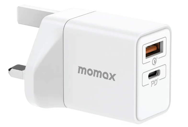 MOMAX ONEPLUG 2-PORT WALL CHARGER WHITE